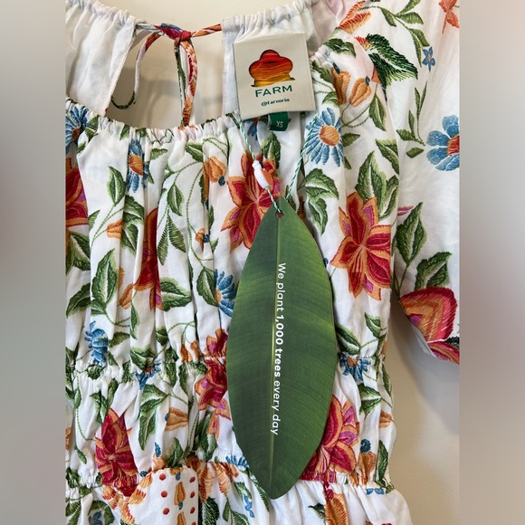 Farm Rio Off-White Bloom Garden Euroflax Premium Linen Mini Dress NWT Size XS - Picture 15 of 16